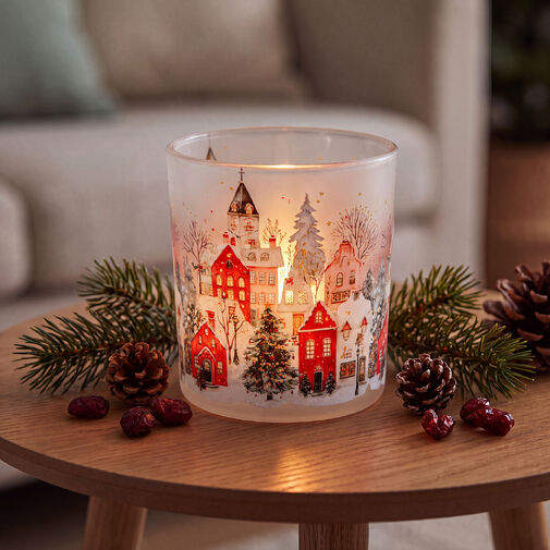 58854 • Vianočný sklenený držiak na čajovú sviečku - 8 x 7 cm - 2 druhy