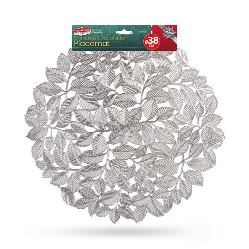 58861B • Prestieranie – strieborné – metalický efekt – okrúhle – PVC – 38 cm