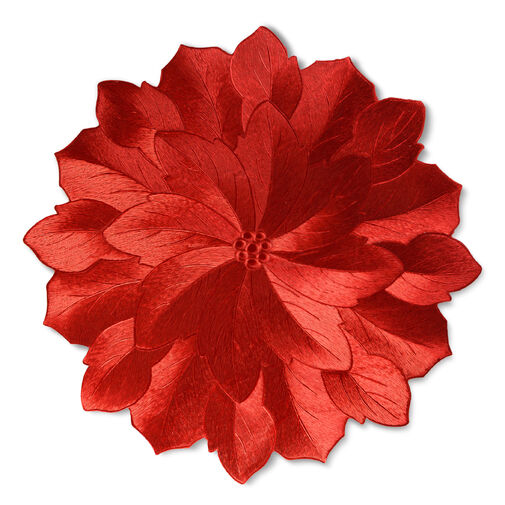 58862D • Podložka pod tanier - červená - kovový efekt - kvet - PVC - 38 cm
