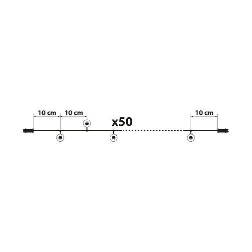 58900A • Sveteľná reťaz - 50 ks LED - teplá biela - sieťové - 5 m - 8 programov