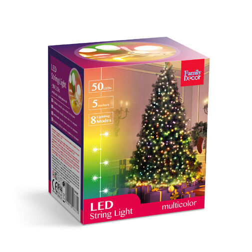 58900C • Sveteľná reťaz - 50 ks LED - farebné - sieťové - 5 m - 8 programov