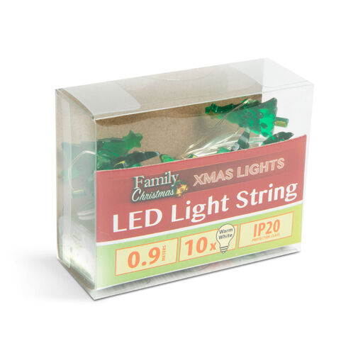 58922 • LED sveteľná reťaz - vianočný strom - 10 LED - 1,2 metrov - teplá biela - 2 x AA