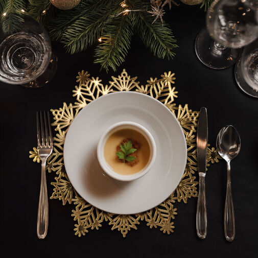 59703A • Silikónová podložka pod hrniec – snehová vločka – zlatá – 38 cm