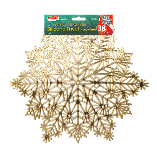 59703A • Silikónová podložka pod hrniec – snehová vločka – zlatá – 38 cm