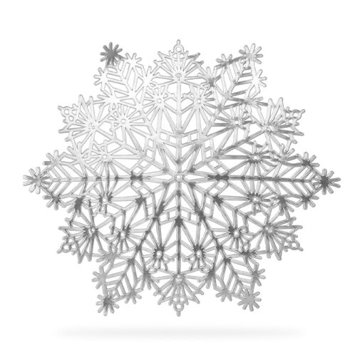 59703B • Silikónová podložka pod hrniec – snehová vločka – strieborná – 38 cm