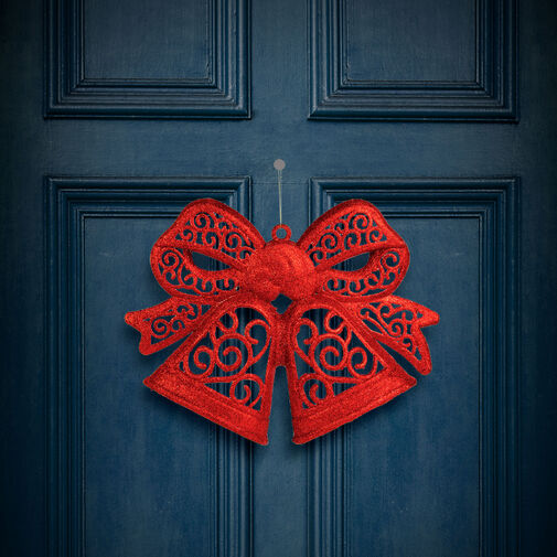 59705C • Vianočná dekorácia – mašľa – závesná – červená – 35 cm