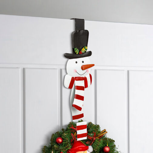 59708B • Vianočný dverový vešiak – kovový – snehuliak – 38 cm