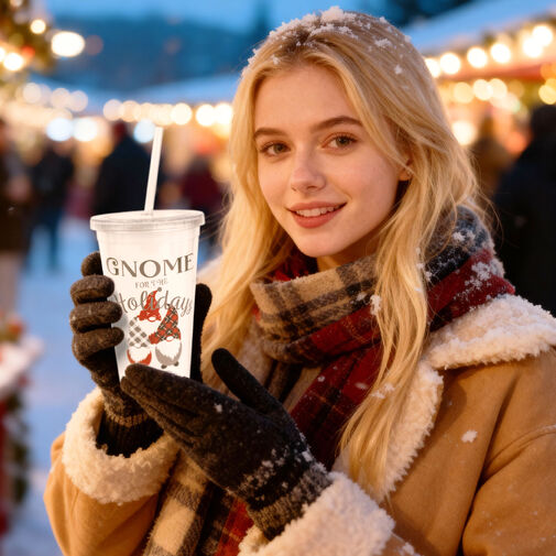 59710 • Vianočný pohár – so slamkou a vekom – 473 ml – plast