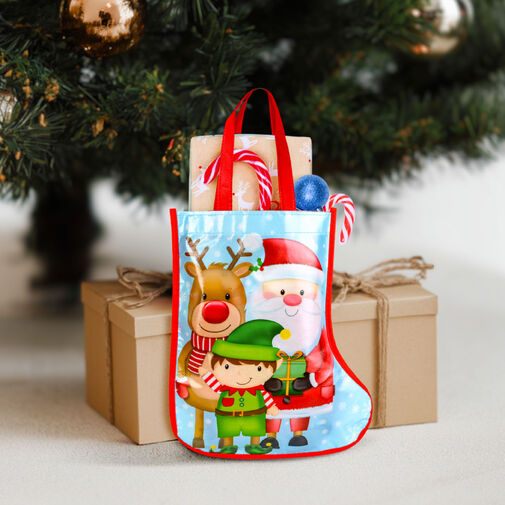 59713B • Vianočná darčeková taška – čižma – 33 cm – modrá