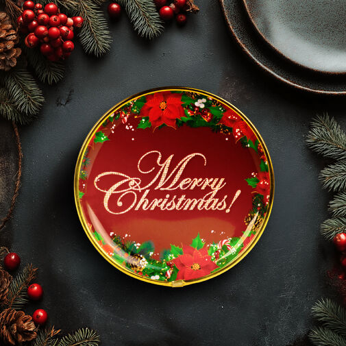 59717A • Vianočný tanier – plastový – „Merry Christmas” – 22 cm