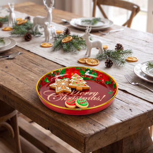 59717A • Vianočný tanier – plastový – „Merry Christmas” – 22 cm