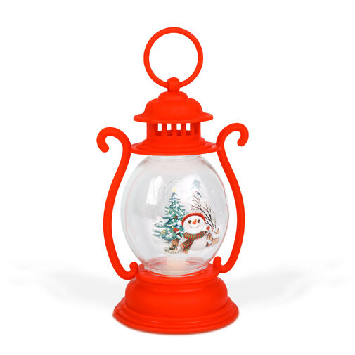 59719B • Vianočná dekorácia – lampáš – snehuliak – červená – 16,5 x 7 cm – 3 x LR44