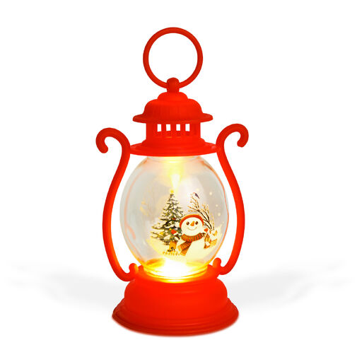 59719B • Vianočná dekorácia – lampáš – snehuliak – červená – 16,5 x 7 cm – 3 x LR44