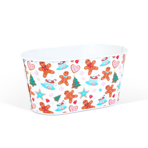 59722A • Vianočný kovový kôš - s motívom perníka - 19 x 11,5 x 9,5 cm