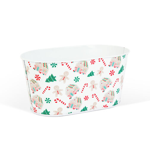 59722B • Vianočný kovový kôš - domčeka - 19 x 11,5 x 9,5 cm