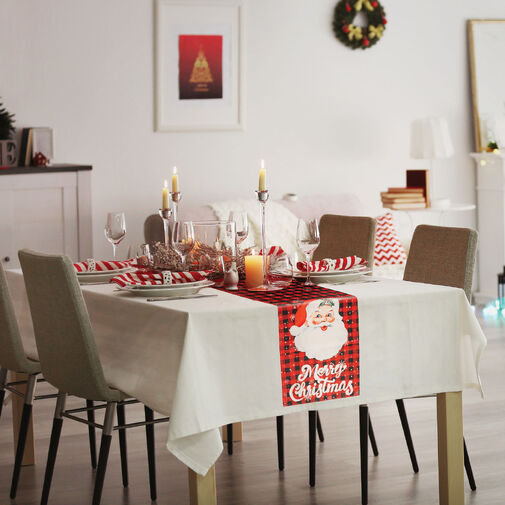 59732A • Vianočná dekorácia - stolový behúň - Santa - 183 x 33 cm