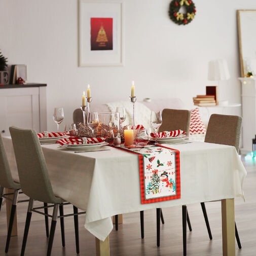 59732B • Vianočná dekorácia - stolový behúň - škriatok - 183 x 33 cm