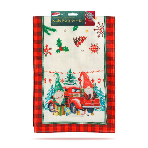 59732B • Vianočná dekorácia - stolový behúň - škriatok - 183 x 33 cm