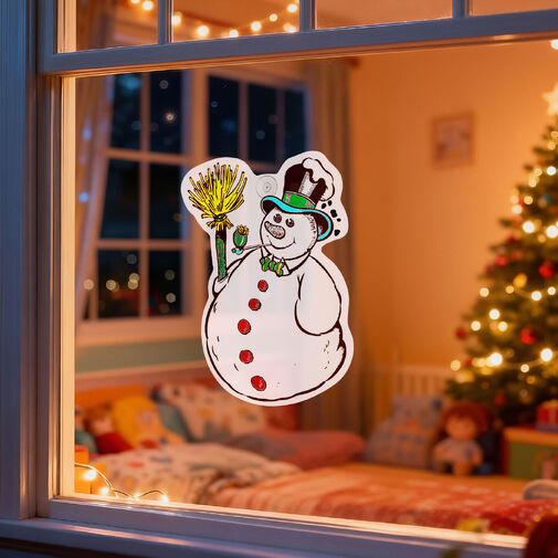 59736B • Vianočná okenná dekorácia - snehuliak - s prísavkou - 30 x 29 cm
