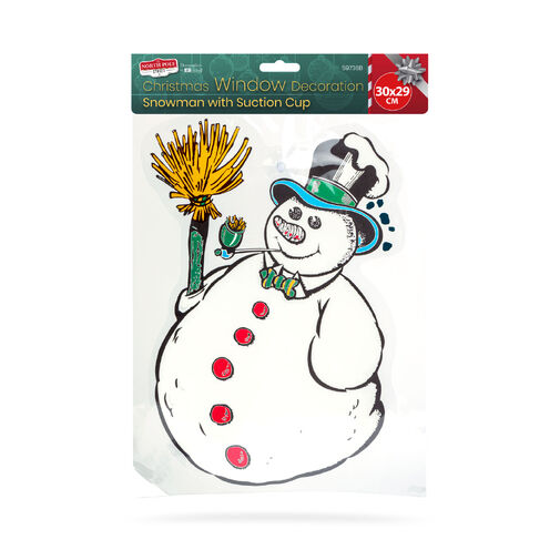 59736B • Vianočná okenná dekorácia - snehuliak - s prísavkou - 30 x 29 cm