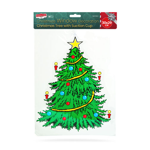 59736C • Vianočná okenná dekorácia - vianočný stromček - s prísavkou - 30 x 29 cm