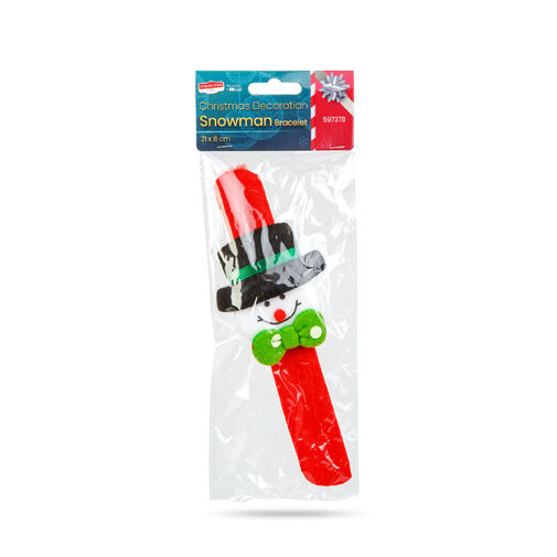 59737B • Vianočná dekorácia - náramok, tvorca drdolu - snehuliak - 21 x 8 cm