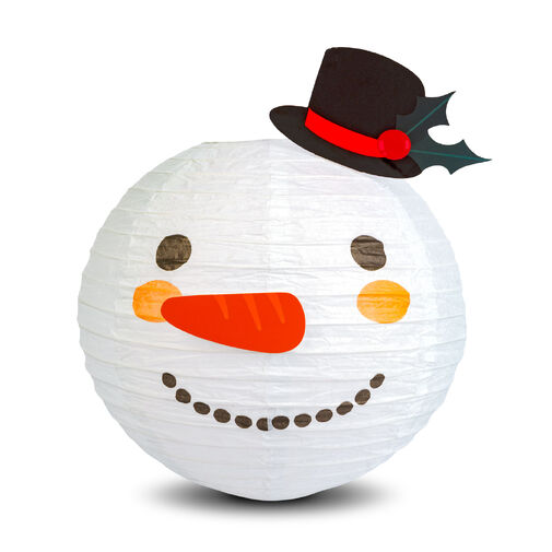 59739B • Vianočný lampión - snehuliak - papier - 30 cm