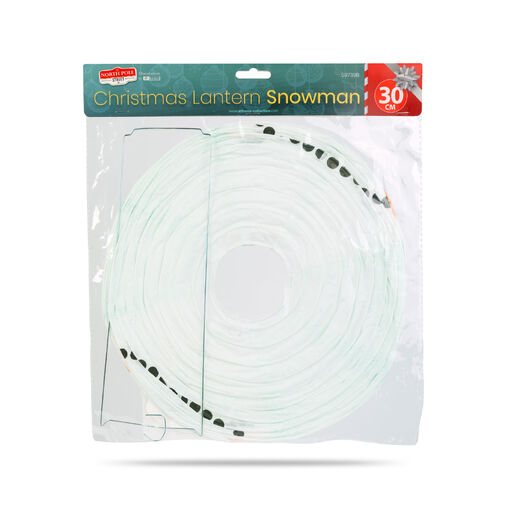 59739B • Vianočný lampión - snehuliak - papier - 30 cm