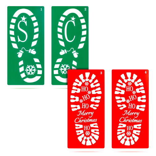 59741 • Vianočná dekorácia - sada šablón na odtlačky nôh - plast - 30,5 x 14 cm - 4 ks / balenie