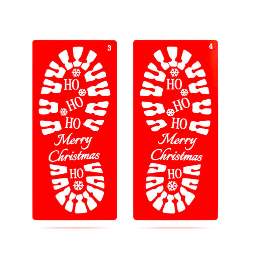 59741 • Vianočná dekorácia - sada šablón na odtlačky nôh - plast - 30,5 x 14 cm - 4 ks / balenie