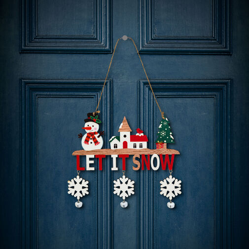 59742 • Vianočná dekorácia - závesná - drevená - so zvončekom - 23 x 20 cm - 2 druhy