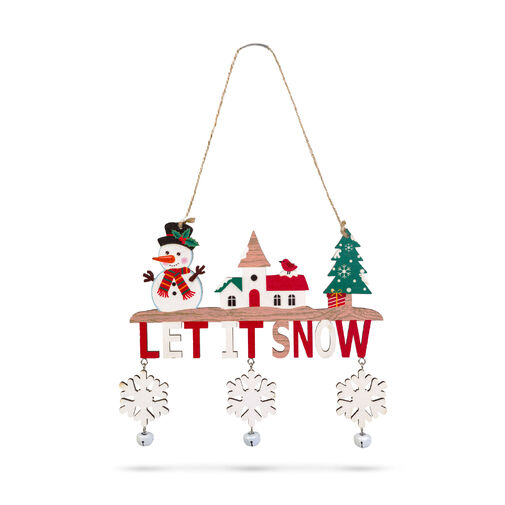 59742 • Vianočná dekorácia - závesná - drevená - so zvončekom - 23 x 20 cm - 2 druhy