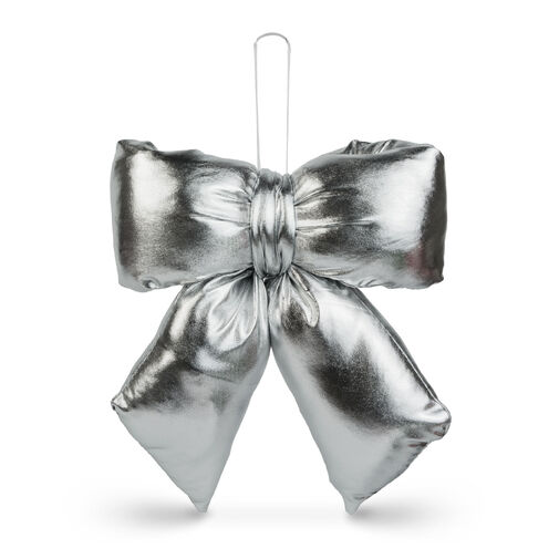 59745B • Mašľa dekorácia - trblietavá strieborná - 21 x 19 cm