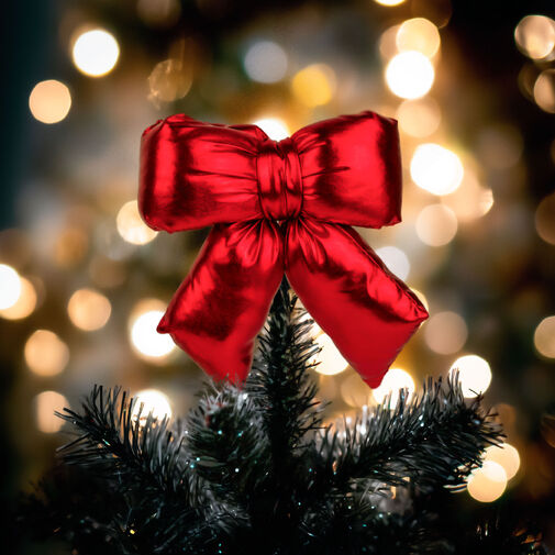 59745C • Mašľa dekorácia - trblietavá červená - 21 x 19 cm