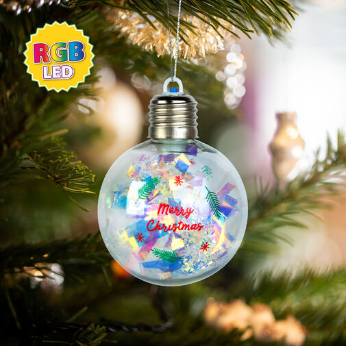 59747B • Vianočná LED guľa - RGB LED - priehľadná - plast - 8 cm - 3 x LR4