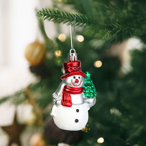 59753 • Vianočná dekorácia - snehuliak - závesná - plast - 9 x 5,5 cm