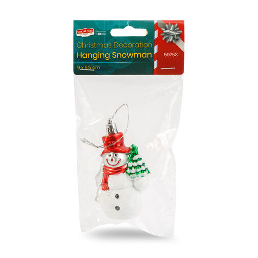 59753 • Vianočná dekorácia - snehuliak - závesná - plast - 9 x 5,5 cm