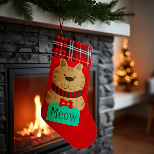 59756A • Vianočná mikulášska čižma - pes - červená - 42 x 24 cm