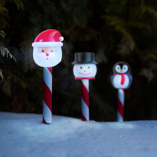 59760 • Vianočná solárna lampa – LED – Santa Claus, snehuliak, tučniak – 36,5 x 6 x 6 cm