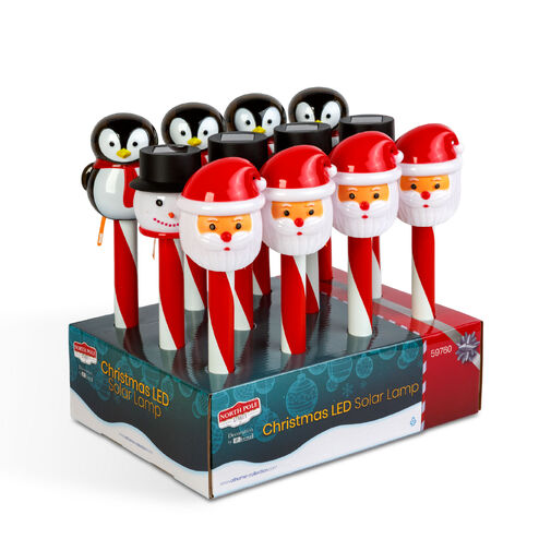 59760 • Vianočná solárna lampa – LED – Santa Claus, snehuliak, tučniak – 36,5 x 6 x 6 cm