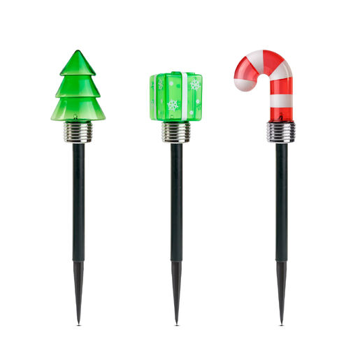 59761 • Vianočná solárna lampa – LED – darček, vianočný stromček, cukrová palica – 37 x 7 x 7 cm