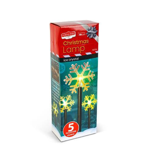 59764 • Vianočná lampa – 5 LED – ľadový kryštál – 34,5 cm – teplá biela – 3 x AA