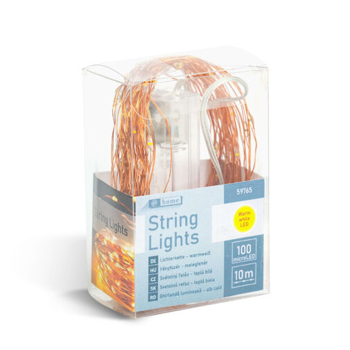 59765 • Svetelná reťaz – teplá biela – 100 x microLED – 10 m – 2 x AA