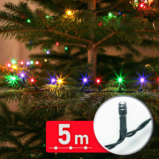 59766 • Svetelná reťaz – 5 m – farebná – 100 LED – 220–240 V – 6 W – zelený kábel