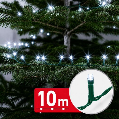 59767C • Svetelná reťaz – 10 m – studená biela – 200 LED – 100–240 V – 6 W – zelený kábel