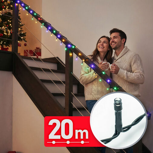 59768 • Svetelná reťaz – 20 m – farebná - 400 LED – 220–240 V – 6 W – zelený kábel