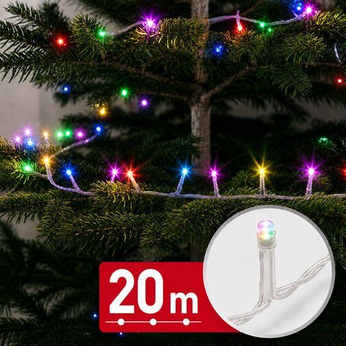 59768T • Svetelná reťaz – 20 m – farebná – 400 LED – 100–240 V – 6 W – priehľadný kábel