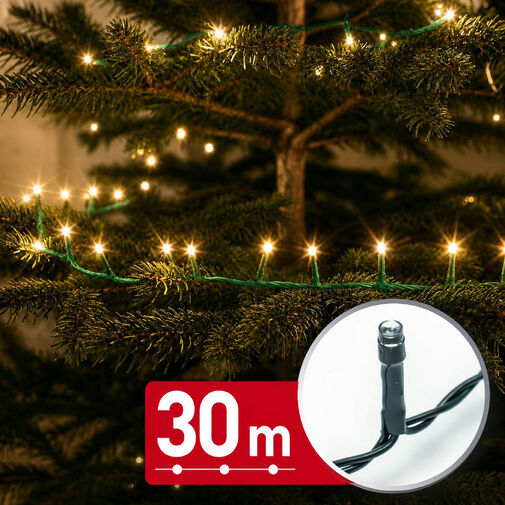 59769W • Svetelná reťaz – 30 m – teplá biela – 600 LED – 220–240 V – 6 W – zelený kábel