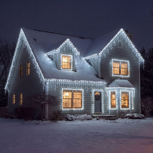 59770C • Svetelný záves – 15 m – studená biela – 600 LED – 100–240 V – 6 W – priehľadný kábel