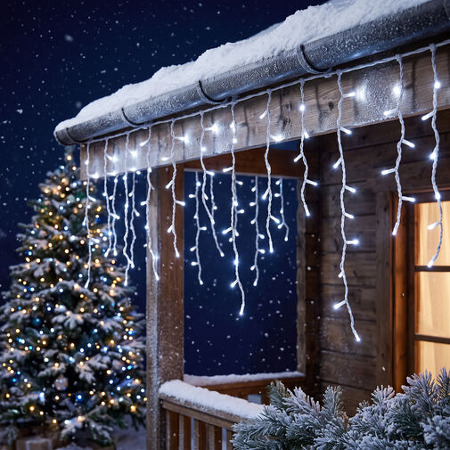 59770C • Svetelný záves – 15 m – studená biela – 600 LED – 100–240 V – 6 W – priehľadný kábel